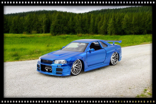 Fast & Furious Nissan Skyline GT-R (BNR34) 2002 Blauw JADA 1:24