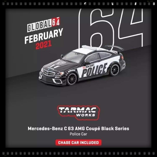 Mercedes-Benz C63 AMG Coupé Black Series Police Car TARMAC WORKS 1:64