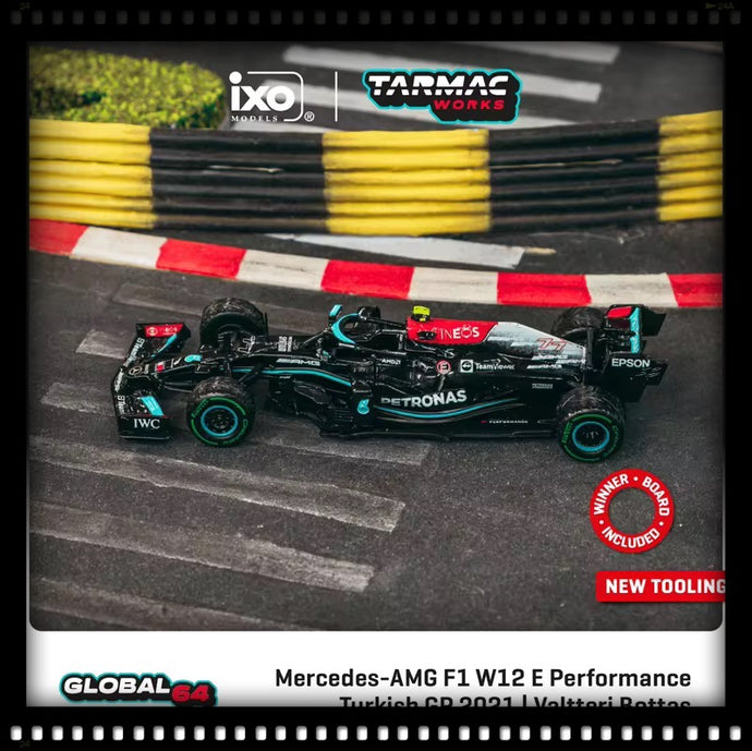 Mercedes Benz AMG F1 W12 E Performance #77 Valtteri Bottas Winner Turkish Grand Prix 2021 TARMAC WORKS 1:64