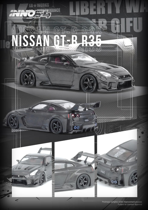 Nissan GT-R (R35) LBWK LB Super Silhouette 35GT-RR Full Carbon/Gris INNO64 Models 1:64