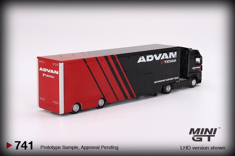 Load image into Gallery viewer, Advan Yokohama SET (Mercedes-Benz ACTROS W/ RACING TRANSPORTER 2023 - Nissan SILVIA S15 LB-SUPER SILHOUETTE BLACK 1999 - Paddock SERVICE TENT SET 2023) MINI GT 1:64
