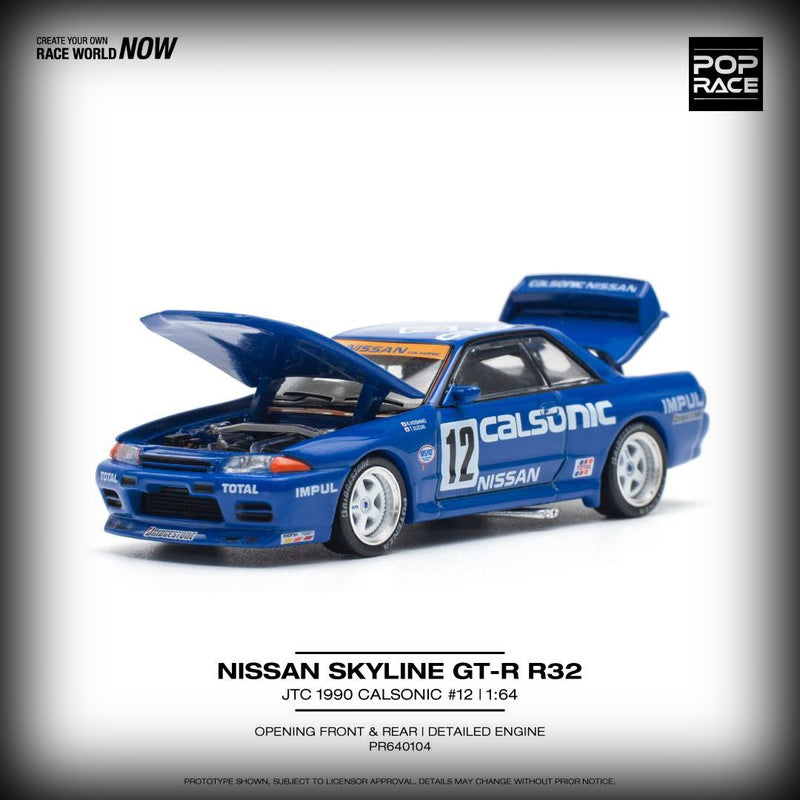 Chargez l&#39;image dans la visionneuse de la galerie, Nissan Skyline GT-R R32 JTC 1990 Calsonic #12 Bleu POP RACE 1:64
