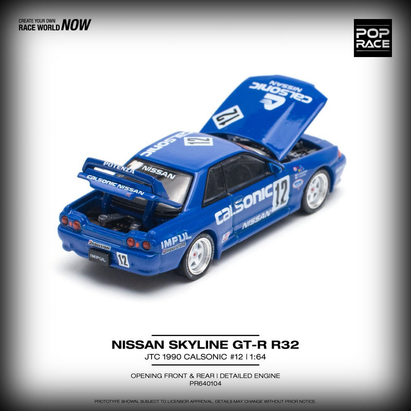 Chargez l&#39;image dans la visionneuse de la galerie, Nissan Skyline GT-R R32 JTC 1990 Calsonic #12 Bleu POP RACE 1:64
