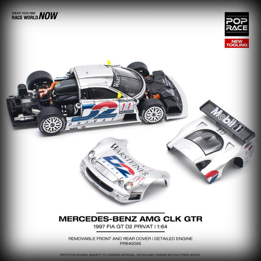 Mercedes-Benz CLK AMG GTR D2 1997 FIA GT Argenté POP RACE 1:64