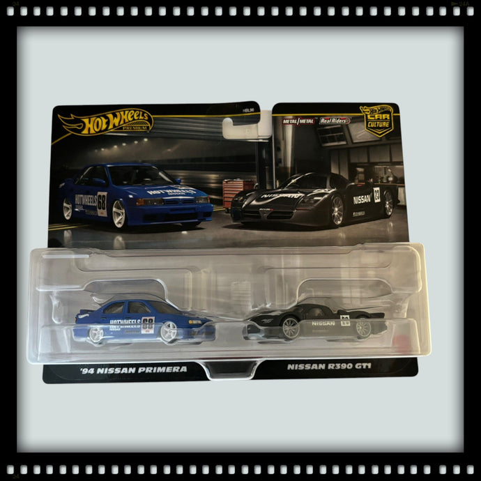 Nissan PRIMERA 1994 & Nissan R390 GT1 dubbele set HOT WHEELS 1:64