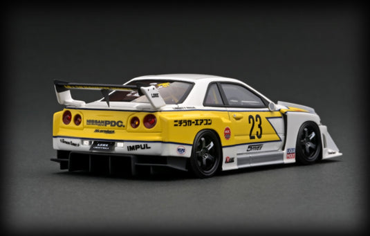 Nissan LB-ER34 Super Silhouette SKYLINE WHITE/YELLOW With Mr. Kato IGNITION MODEL 1:43