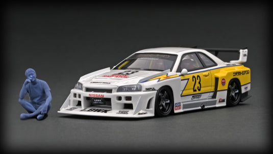 Nissan LB-ER34 Super Silhouette SKYLINE WHITE/YELLOW With Mr. Kato IGNITION MODEL 1:43