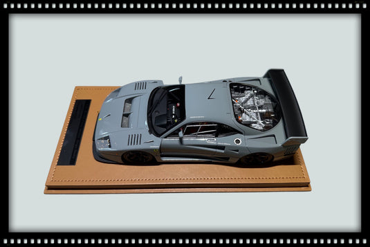 Ferrari F40 LM 1996 Press Version Grey with black rims (LIMITED EDITION Nr.67/90 With leather base / No Case) TECNOMODEL 1:18