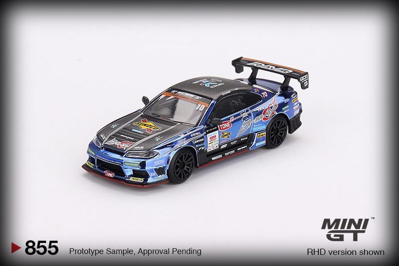 Chargez l&#39;image dans la visionneuse de la galerie, Nissan Silvia S15 D-MAX #70 D-MAX Racing 2023 D1 Grand Prix Bleu/Noir (RHD) MINI GT 1:64
