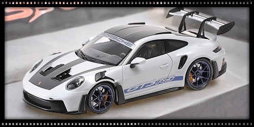 Load image into Gallery viewer, Porsche 911 (992) GT3 RS WEISSACH PACKAGE W/BLUE DECOR &amp; BLACK WHEELS 2022 Limited Edition 653 pcs MINICHAMPS 1:18
