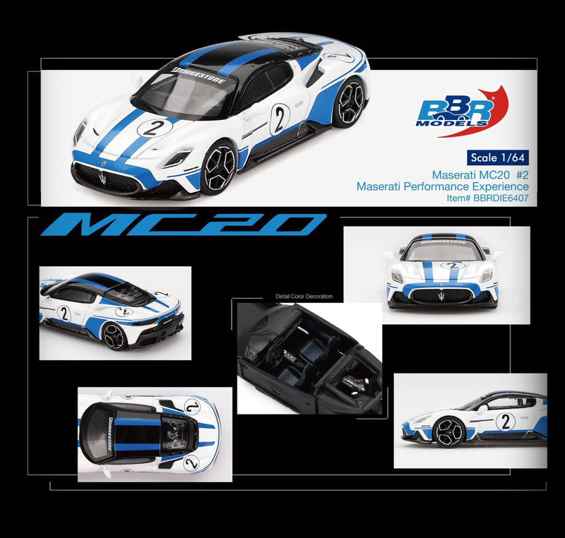 Laad de afbeelding in de Gallery-viewer, Maserati MC20 #2 MASERATI PERFORMANCE EXPERIENCE 2024 BBR Models 1:64
