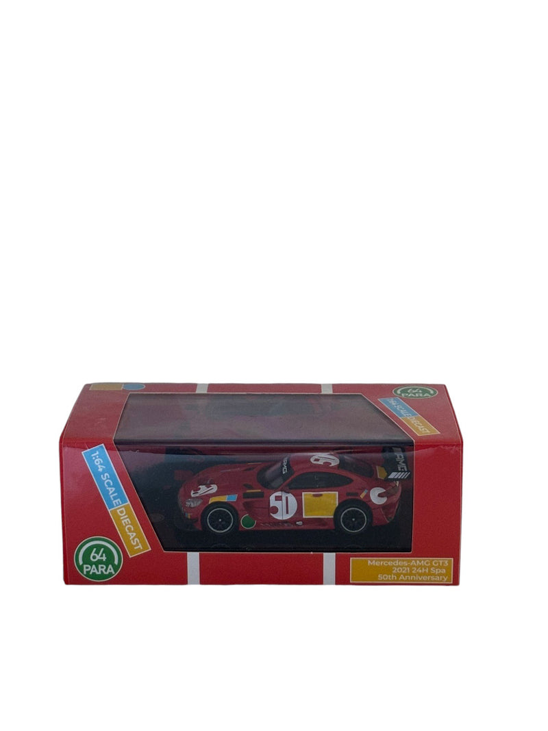 Laad de afbeelding in de Gallery-viewer, Mercedes AMG GT3 2022 Evo 24H Spa 50-jarig jubileum PARA64 1:64
