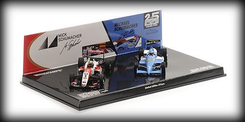 Laad de afbeelding in de Gallery-viewer, SET 2 AUTO&#39;S – REYNARD SPIESS F903/DALLARA MERCEDES F317 – MICHAEL/MICK SCHUMACHER – MACAU 1990/2018 - LIMITED EDITION - MINICHAMPS 1:43
