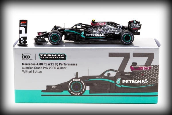 Laad de afbeelding in de Gallery-viewer, Mercedes Benz AMG F1 W11 EQ Performance #77 Valtteri Bottas Winner Austrian Grand Prix 2020 TARMAC WORKS 1:64
