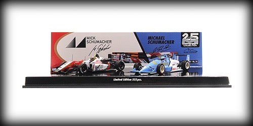 Load image into Gallery viewer, 2-CAR SET – REYNARD SPIESS F903/DALLARA MERCEDES F317 – MICHAEL/MICK SCHUMACHER – MACAU 1990/2018 - LIMITED EDITION - MINICHAMPS 1:43
