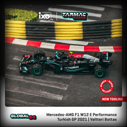 Mercedes Benz AMG F1 W12 E Performance #77 Valtteri Bottas Winner Turkish Grand Prix 2021 TARMAC WORKS 1:64