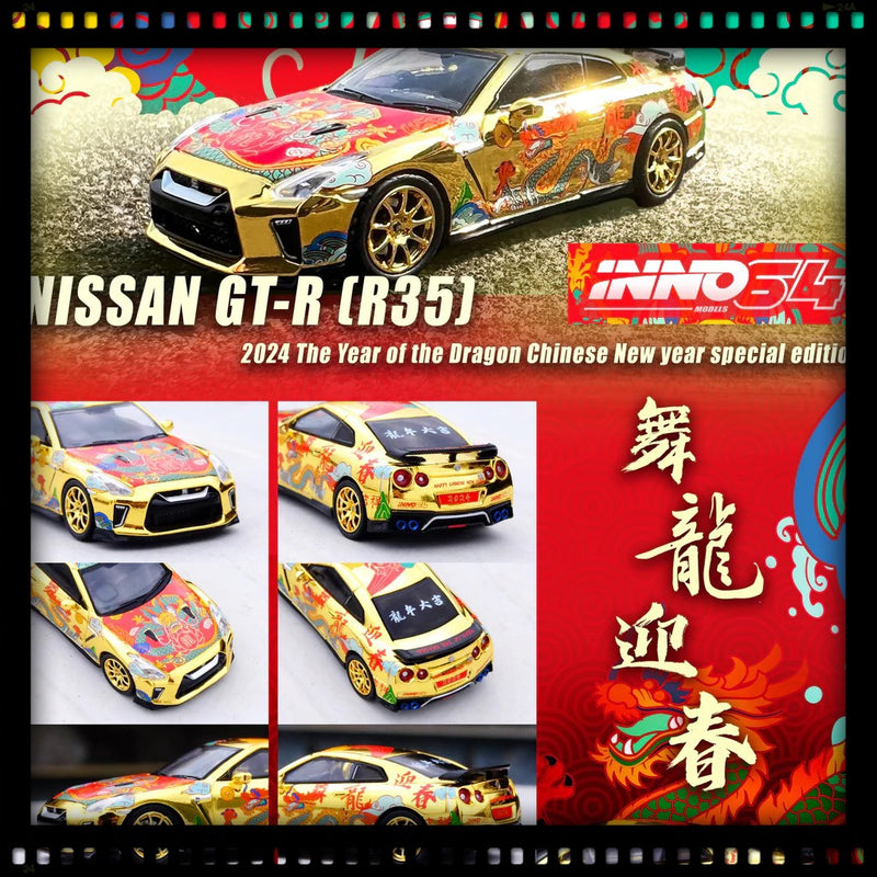 Laad de afbeelding in de Gallery-viewer, Nissan GT-R (R35) Year of the Dragon 2024 INNO64 Models 1:64

