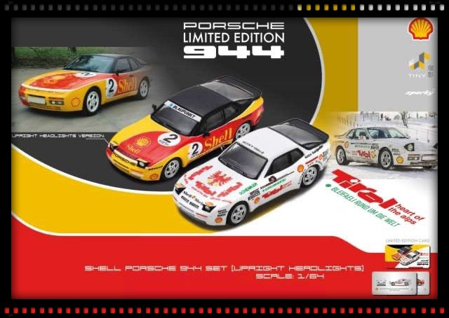 Laad de afbeelding in de Gallery-viewer, Porsche 944 Turbo Cup Shell Combo Adler Von Tirol en #2 (staande koplampen) (LIMITED EDITION 1000 STUKS) Geel/Rood/Wit/Zwart TINY TOYS 1:64
