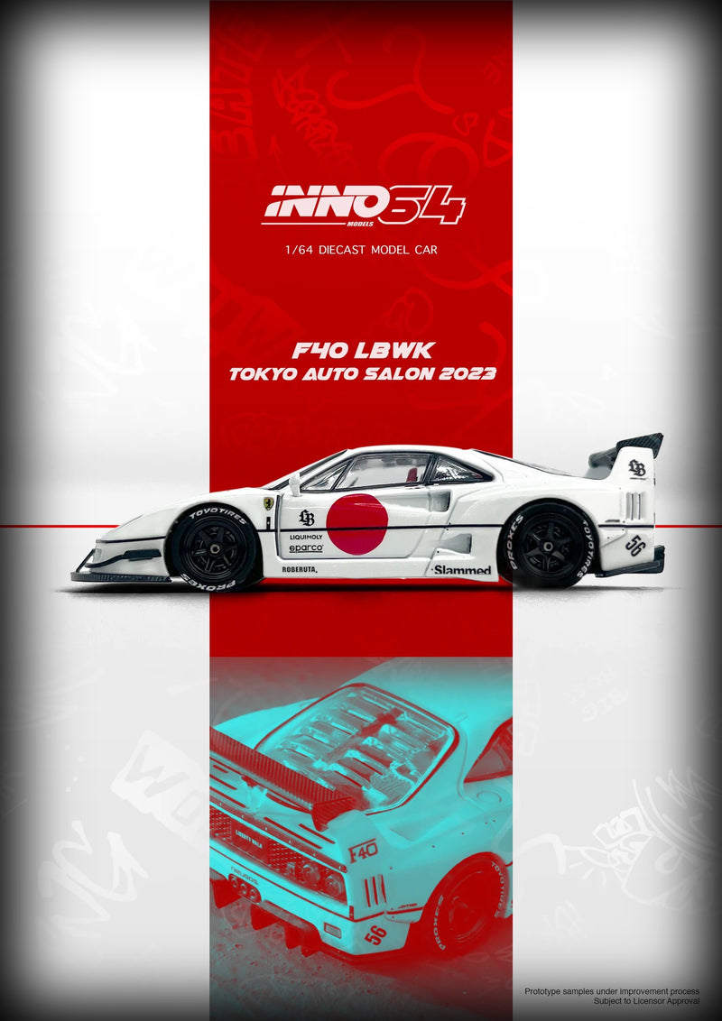 Laad de afbeelding in de Gallery-viewer, Ferrari LBWK F40 Tokyo Salon 2023 Wit INNO64 Models 1:64
