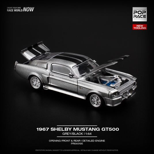 Ford Shelby Mustang GT500 1967 Gris/Noir POP RACE 1:64