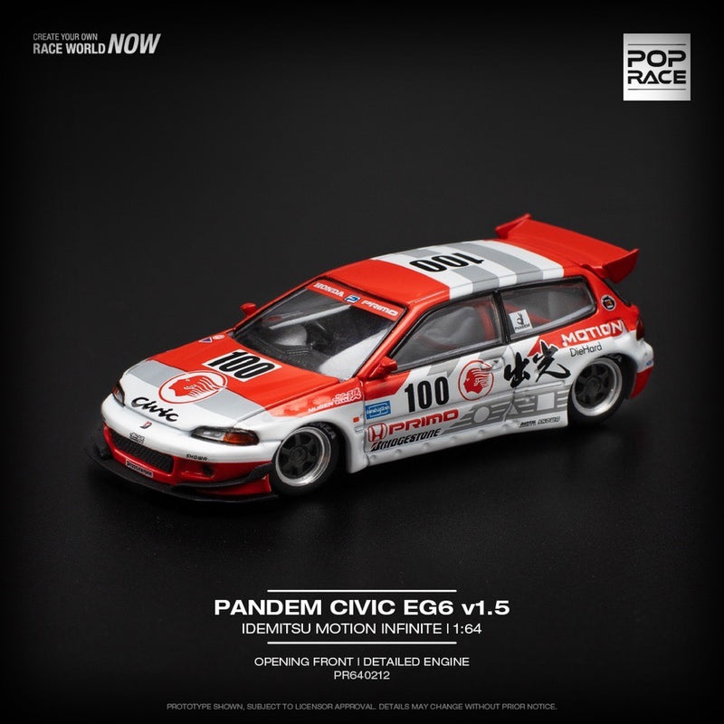 Laad de afbeelding in de Gallery-viewer, Honda Pandem Civic EG67 V1.5 Idemitsu Motion Infinite POP RACE 1:64
