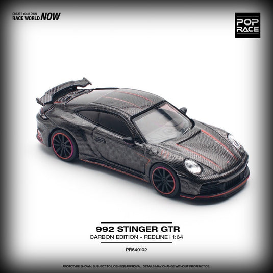 Porsche 992 Stinger GTR Carbon Edition *Redline* Antraciet POP RACE 1:64