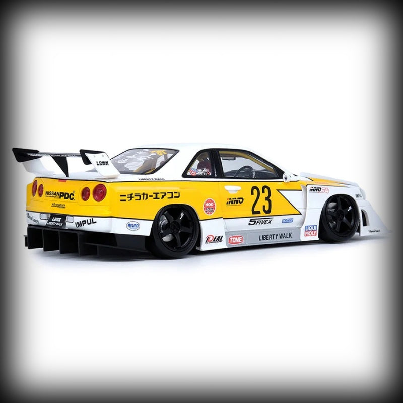 Laad de afbeelding in de Gallery-viewer, Nissan Skyline Liberty Walk ER34 Super Silhouette #23 INNO18 Models 1:18
