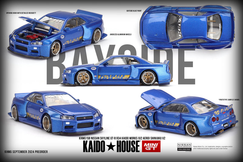 Chargez l&#39;image dans la visionneuse de la galerie, Nissan SKYLINE GT-R (R34) KAIDO*HOUSE (V2 AERO) SHINJUKU V2 1999 MINI GT 1:64
