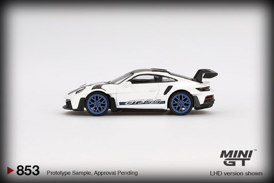 Porsche 911 (992) GT3 RS WEISSACH PAKKET WIT MET INDIGO BLAUW (LHD) MINI GT 1:64