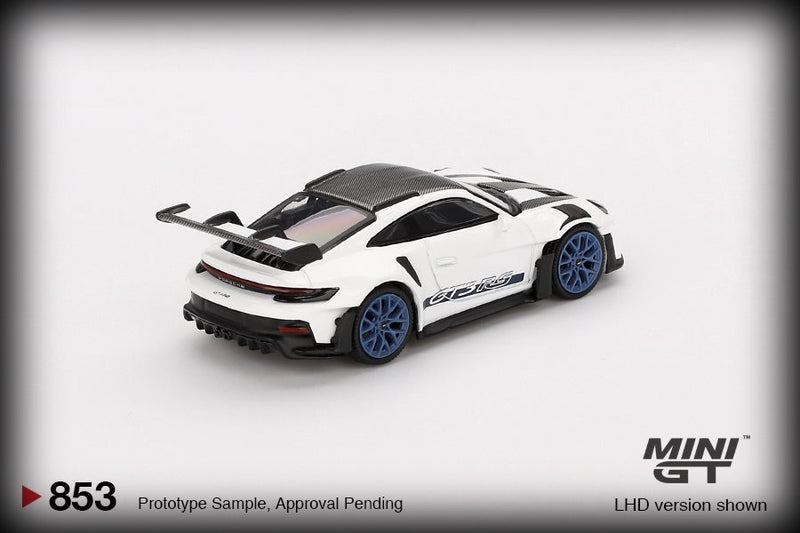 Laad de afbeelding in de Gallery-viewer, Porsche 911 (992) GT3 RS WEISSACH PAKKET WIT MET INDIGO BLAUW (LHD) MINI GT 1:64
