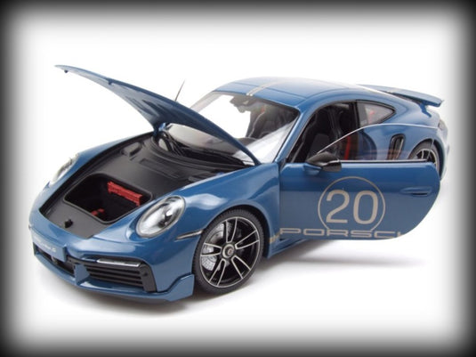 Porsche 911 (992) Turbo S coupe Sport Design 2021 Blue MINICHAMPS 1:18