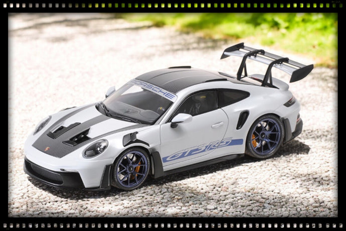 Porsche 911 (992) GT3 RS WEISSACH PACKAGE W/BLUE DECOR & BLACK WHEELS 2022 Limited Edition 653 pcs MINICHAMPS 1:18