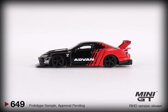 Advan Yokohama SET (Mercedes-Benz ACTROS W/ RACING TRANSPORTER 2023 - Nissan SILVIA S15 LB-SUPER SILHOUETTE BLACK 1999 - Paddock SERVICE TENT SET 2023) MINI GT 1:64