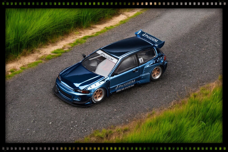 Laad de afbeelding in de Gallery-viewer, Honda CIVIC Pandem EG6 Blauw POP RACE 1:64
