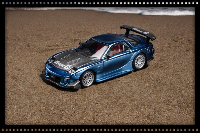 Mazda RX7 Re-Amemiya Widebody Blauw POP RACE 1:64