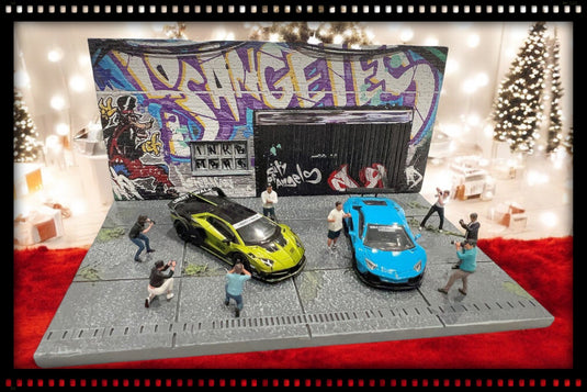 Diorama STREET ART LA LOWRIDER 2024 (Auto's en figuren niet inbegrepen) MINI GT 1:64