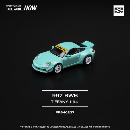 Porsche RWB 997 Tiffany blauw POP RACE 1:64