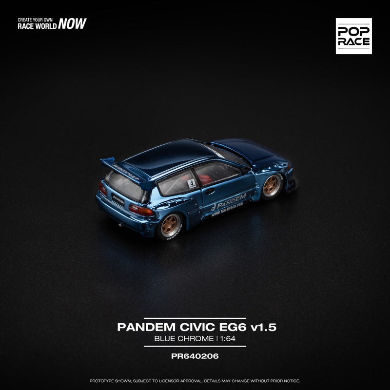 Laad de afbeelding in de Gallery-viewer, Honda CIVIC Pandem EG6 Blauw POP RACE 1:64
