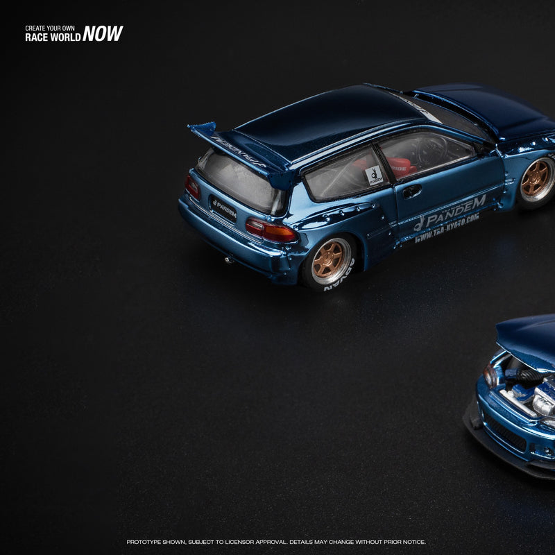 Laad de afbeelding in de Gallery-viewer, Honda CIVIC Pandem EG6 Blauw POP RACE 1:64
