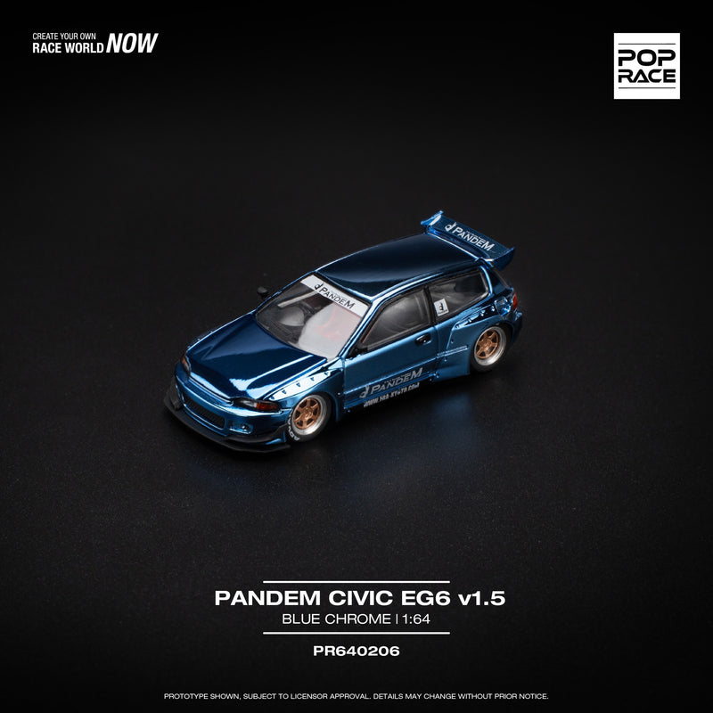 Laad de afbeelding in de Gallery-viewer, Honda CIVIC Pandem EG6 Blauw POP RACE 1:64
