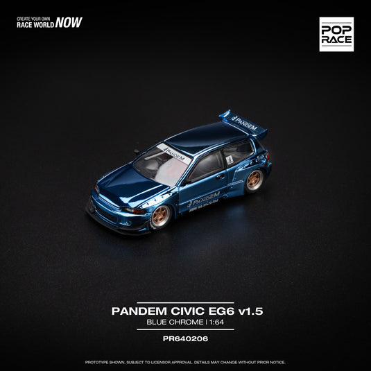 Honda CIVIC Pandem EG6 Blauw POP RACE 1:64