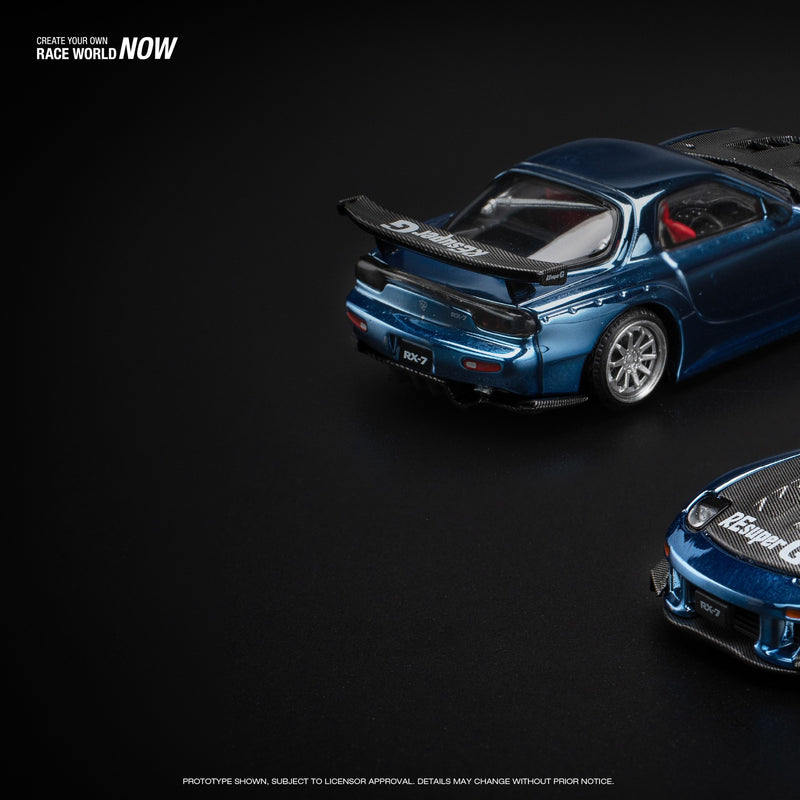 Laad de afbeelding in de Gallery-viewer, Mazda RX7 Re-Amemiya Widebody Blauw POP RACE 1:64
