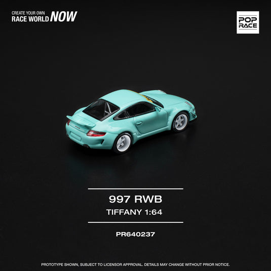 Porsche RWB 997 Tiffany bleu POP RACE 1:64