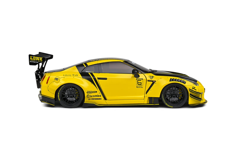 Chargez l&#39;image dans la visionneuse de la galerie, Nissan GT-R (R35) W/ LIBERTY WALK CARROSSERIE 2.0 JAUNE 2020 SOLIDO 1:18
