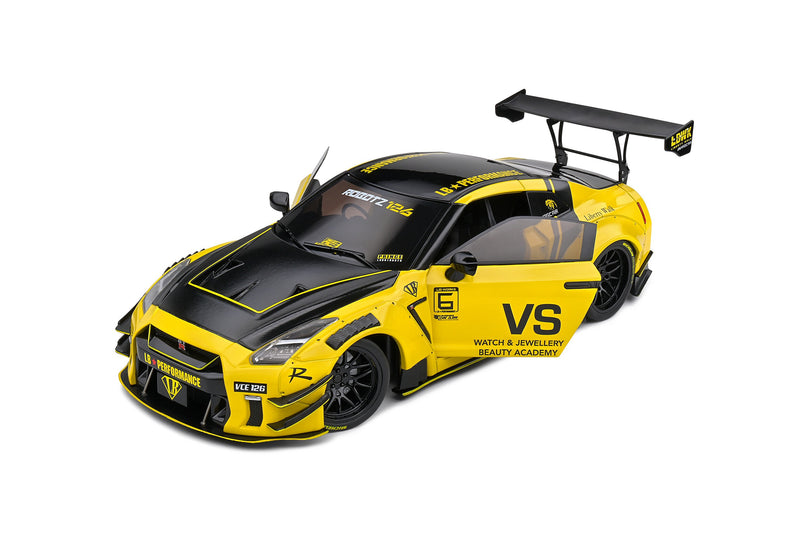 Chargez l&#39;image dans la visionneuse de la galerie, Nissan GT-R (R35) W/ LIBERTY WALK CARROSSERIE 2.0 JAUNE 2020 SOLIDO 1:18
