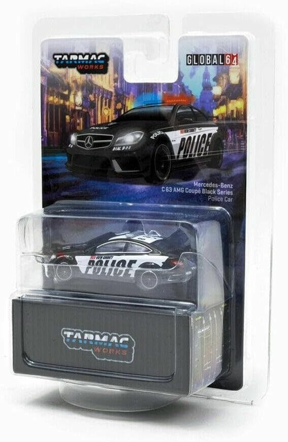 Load image into Gallery viewer, Mercedes-Benz C63 AMG Coupé Black Series Police Car TARMAC WORKS 1:64
