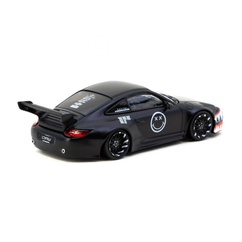 Laad de afbeelding in de Gallery-viewer, Porsche 997 Oud &amp; Nieuw Matzwart TARMAC WORKS 1:64
