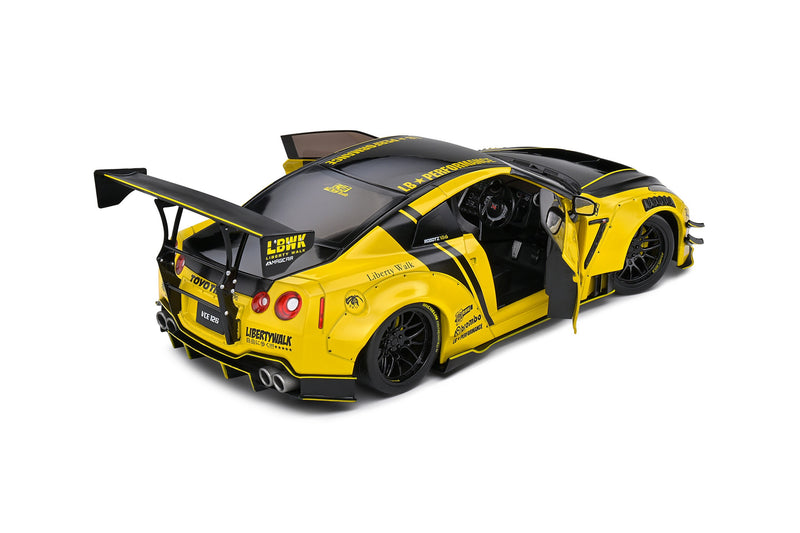 Chargez l&#39;image dans la visionneuse de la galerie, Nissan GT-R (R35) W/ LIBERTY WALK CARROSSERIE 2.0 JAUNE 2020 SOLIDO 1:18
