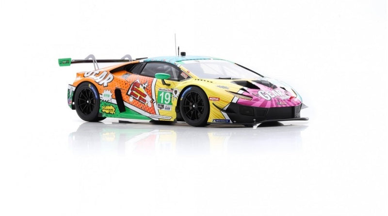 Chargez l&#39;image dans la visionneuse de la galerie, Lamborghini HURACAN GT3 EVO TEAM GEAR RACING BY GRT GRASSER N 19 24h DAYTONA 2020 C.NIELSEN - K.LEGGE - T.CALDERON - R.FREY - BLEU CLAIR JAUNE/VERT avec case &amp; base SPARK 1:18
