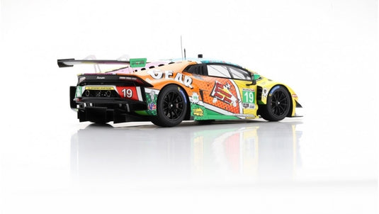 Lamborghini HURACAN GT3 EVO TEAM GEAR RACING BY GRT GRASSER N 19 24h DAYTONA 2020 C.NIELSEN - K.LEGGE - T.CALDERON - R.FREY - BLEU CLAIR JAUNE/VERT avec case & base SPARK 1:18